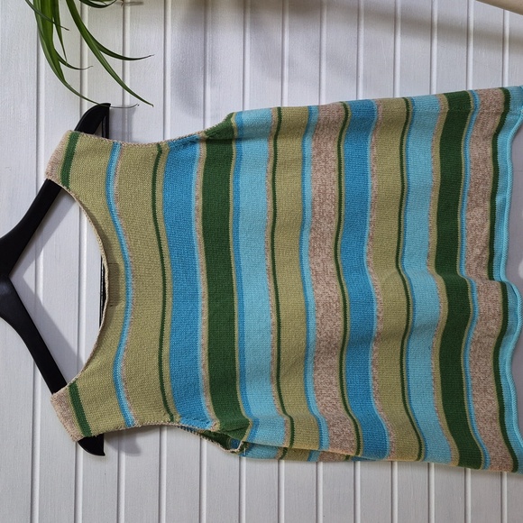 Eddie Bauer Sweater Vest Striped Green Blue XL - Picture 3 of 9